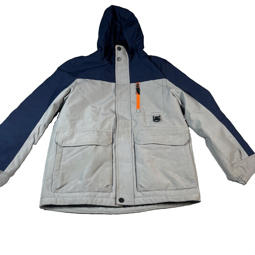 Gerry Boys Hooded Jacket Size Large 10/12 Blue Grey Water Resistant Windbreaker